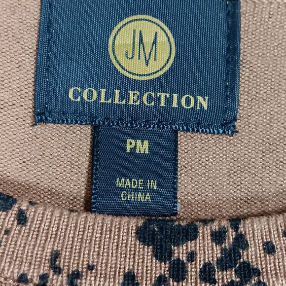 JM Collection Medium Petite Snake Print Top Long Sleeve Brown and Black Pullover - Picture 8 of 11